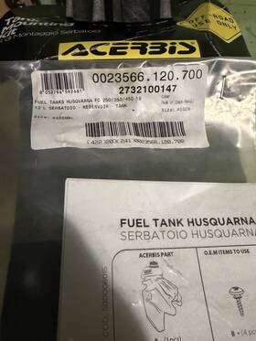 2732100147b0a2-a35916 Acerbis Fuel Tank 3.1 Gallon Natural For Husqvarna Fc 450 2019-2022