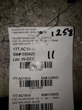177.ac1n16 Acura 2015-2020 Tlx Fuel Filler Door Black 127097