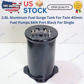 Ef5049bk Alloyworks 2.8l Aluminum Fuel Surge Tank For Twin 40mm Pumps 8an Port Black Single