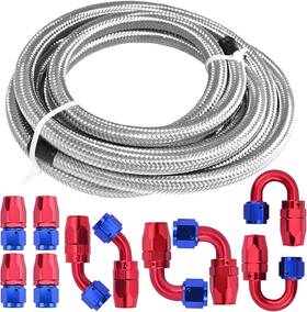 Amt-6an-014 Ameetaa 20ft Fuel Line 6an 3/8 Inch Universal Premium Braided Hose Cpe Red And Blue