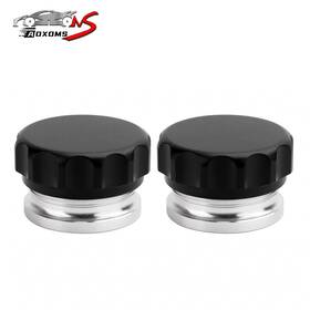 260311-2 Aoxoms 2pcs 1 Inch Black Aluminium Alloy Weld On Filler Neck And Cap Oil Fuel Water Tank