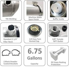 M177b Benzin 6.75 Gallons 10x20 Aluminum Round Fuel Tank Gas 3/8ftft Npt-w/internal Baffle