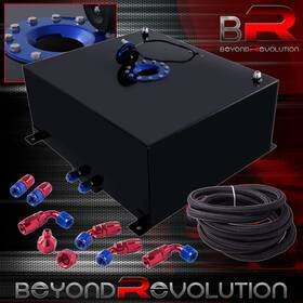 Beyond Revolution 80l 21 Gallon / 80 Liters Black Aluminum Gas Fuel Tank Blue Cap Oil Line Fitting