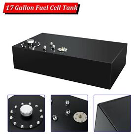 W38840 Black 17 Gallon Fuel Cell Gas Tank With Cap And Level Sender 64l Street Rod Aluminum