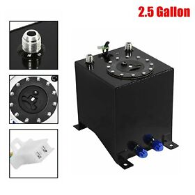 W38802 Black 2.5 Gallon Drifting Fuel Cell Gas Tank Level Sender Coated Aluminum Racing