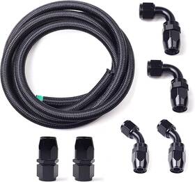 Hm-0878 Blackhorse-racing 10ft 10 An An10 Nylon And 10an Fitting Hose Black