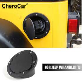 Cherocar20230919b2 Cherocar Gas Cap Cover Aluminum Fuel Filler Door For Jeep Wrangler 1997-2006 Tj Black Usa