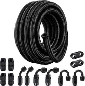 Kt01269an10bk-hw Evil Energy 10an Fuel Line Kit Nylon Braided 20ft Black