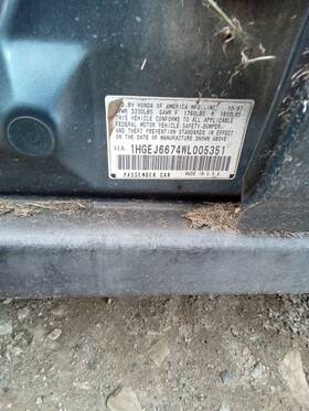 177.ho1b98 Honda Civic 1998 Fuel Filler Door 2010627