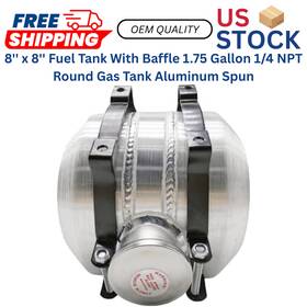 M186b Jsd 8ftft X Fuel Tank With Baffle 1.75 Gallon 1/4 Npt Round Gas Aluminum Spun