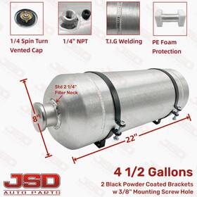 M611 Jsd 4.5 Gallons 8x22ftft 1/4 Npt Aluminum Spun Vertical Gas Tank Round Fuel