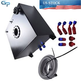 Gre54960 Labwork 15 Gallon Aluminum Fuel Cell Gas Tank Cap Level Sender Steel Line Kit Black