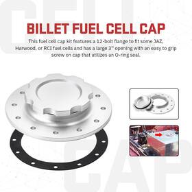 Slfcc-01s Lzone Universal 12 Bolts Cap Open Silver 3 Inch Billet Aluminum Fuel Cell Flush Mount