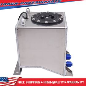 Tsp90870s Munirater 10l / 2.5 Gallon Aluminum Fuel Cell Tank Racing Drift Silver With Level Sender