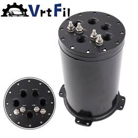 Oct014-bk Vrtfil Aluminum Fuel Surge Tank For Twin 40mm Pumps 8an 2.8l Port Black Single