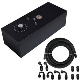 Accs230 Wepow-autoparts 15 Gallon Black Aluminum Fuel Cell Gas Tank Cap Level Sender Steel Line Kit