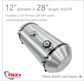 M315g Ymx 13.5 Gallons 12 Inch X 28ftft Aluminum Gas Fuel Tank Gauge Center Fill 3/8 Npt