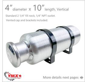 Ymx M370 Vertical Fuel Tank 0.48 Gallon 4x10 Cell 1/4 Npt Top Fill Aluminum Spun Gas