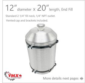 M627 Ymx Universal 9.75 Gallons 12x20ftft 1/4 Npt Aluminum Spun Vertical Gas Tank Fuel