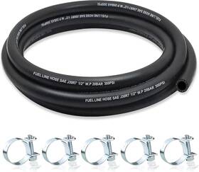 Zonbang 667763768853 1/2 Fuel Line Nbr Rubber Hose Nylon Id 5ft 5 Clamps Black