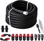 25FT Ptfe Fuel Line Kit: 6AN 3/8" Hose Efi Ls Red, Silver, Black. Fixed Price $103.58.