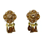 Vintage Enamel & Sequins Clip On Earrings - GM1525. Fixed Price $17.00.