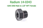 Radium 14-0343 -6AN Orb To 1/8" Npt Female Black Aluminum Adapter Fitting. Fixed Price $26.54.