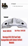 Dorman 576-734 Fuel Tankcompatible With Select Infinitimodels. Fixed Price $399.99.
