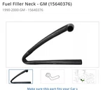 New Oem Fuel Filler Neck (15640376)1990-2000 Gmc Chevrolet Pickup. Fixed Price $158.00.