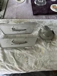 2 67-69 Plymouth Barracuda Rear Seat Back Trim Emblem Fold Down Handle + Gas Cap. Fixed Price $150.00.