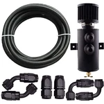 10AN Oil Catch Can Reservoir Tank 2 Port Dual Breather Filter Baffled+ 10FT Hose. Fixed Price $59.89.